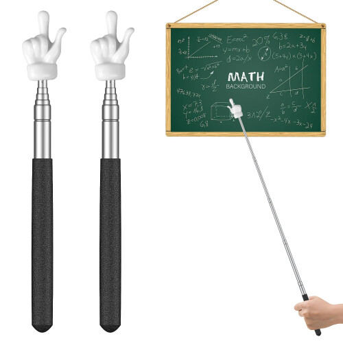 Uniclife 2 Pcs Telescopic Teachers Finger Pointer Mini Retractable Finger Pointer Stick & Pointy Finger Stick for Classroom
