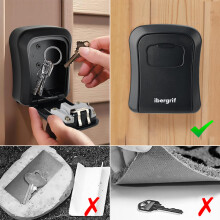 Ibergrif Lock Key Safe, Wall Mounted, Lock Box Outdoor 4 Digit Combination, Heavy Duty Waterproof Key Cabinet for Home Garage School Airbnb