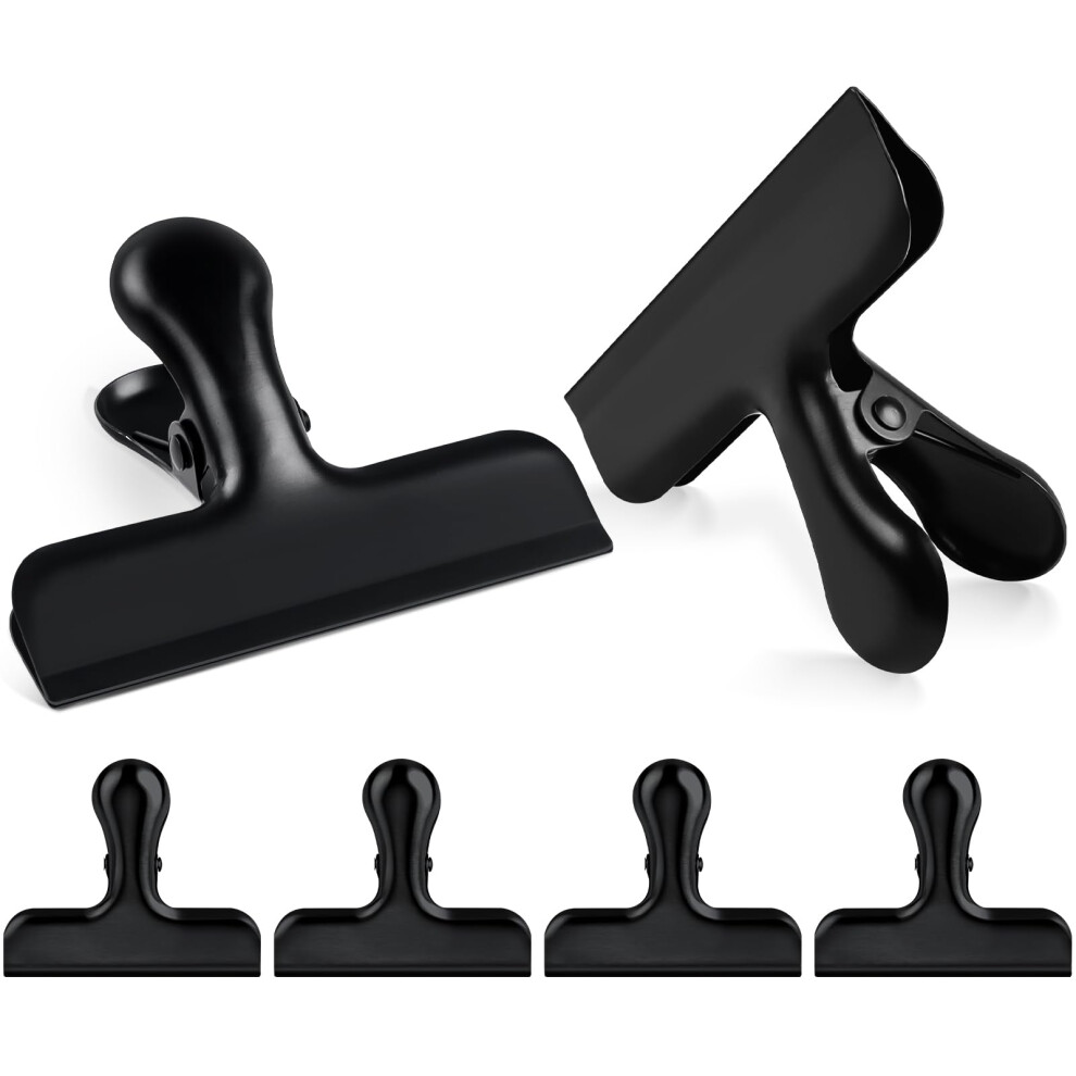 Caianwin 6 Pcs Bulldog Clips, 3 Inch Heavy Duty Metal Binder Clips, Reusable Food Bag Clips Sealing Clamps For Food, Paper Organizing, Binder, Bags 5051226835476