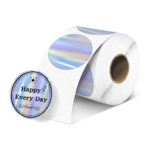 Vretti Holographic Silver Thermal Label Stickers 50x50mm for Vretti 420B/D463B/BD402 Thermal Printers, Ideal for Business Branding