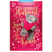 Me To You Tatty Teddy Valentine's Day Luxury 3D Keepsake Card 'For my Wonderful Husband' 6 x 9 - Official Collection