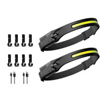(2PCS) 1-5Pack Rechargeable Headlamps with Motion Sensor - 230 Wide Beam 5 Modes USB - C Waterproof for Camping