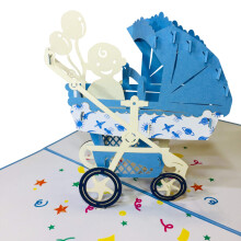 Baby Shower Pop Up Card for Boy or Girl by DEVINE CARDS | New Baby Pram Congratulations Card | Welcome Home Baby Shower Card