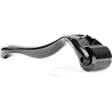 (Black Glossy 1.0) Beard Derma Roller 540 Titanium Microneedles for Hair Facial Skin Beard Roller Cosmetic Beauty(Black)