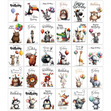 YianHien Birthday Cards, 30 Unique Animals Birthday Cards Multipack with Envelopes & Sealing Stickers, Happy Birthday Card Pack for Women Men Kids