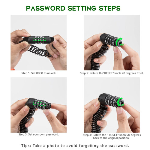 ROCKBROS Bike Helmet Lock Combination Padlock Bicycle Chain Lock 2