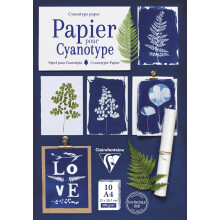 Clairefontaine 95861C - Set of 10 Sheets of Cyanotype Paper Thick Drawing Paper 300gsm Solar Impression Paper A4 Format -21x29,7cm Watercolour Satin