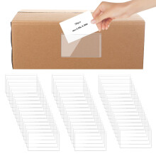 50 Pack Clear Adhesive Pockets Self Adhesive Index Card Pockets with Top Open Plastic Label Holders for Storage Bins Waterproof Business Card Sleeve