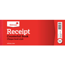 Silvine 3x8 Duplicate Receipt Book, Cheque Book Style - (40 Receipts)
