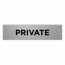 Slimline Aluminium Private Sign from ViroDisplay – Brushed Silver 200 x 50mm – Durable Printed Surface – Self-Adhesive Fixing
