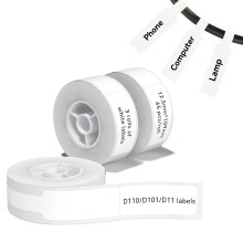 NIIMBOT 3 Roll Cable Lable Maker Tape 0.49" x 4.29" (12.5109mm) Printer Sticker Paper with Self-Adhesive for D11/D110/D101 Label Maker (White)