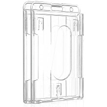 Uniclife Vertical 2-Card Badge Holder with Thumb Slot Hard Transparent PC Case Protector for Office School IDs Credit Cards Driver’s Licenses and