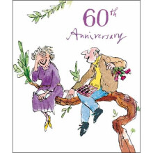 Woodmansterne 60th Diamond Anniversary Card - Funny Quentin Blake Illustrated Couple Design - Happy 60th Anniversary Card for Parents