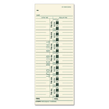 TOPS Time Cards, Weekly, 1-Sided, Numbered Days, 3-1/2" x 9", Manila, Green Print, 500-Count (1256)