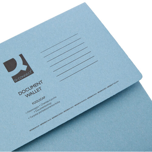 Q-Connect Document Wallet Foolscap Blue (Pack of 50) KF23011 1