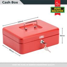 Burg Wachter CB03GBR 10" Money 5030 Cash Box with Coin Tray, Red