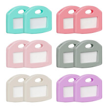 Uniclife 12 Pcs Key Covers 2.5 cm Key Cover Caps with Blank Paper Labels and Clear Windows Soft Key Caps for Standard Regular Thin Flat House Keys