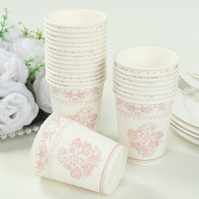 BalsaCircle papieren bekers met bloemenprint en gouden rand (24 stuks)
