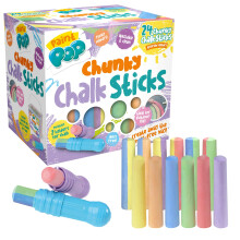 Paint Pop - Chunky Chalk Sticks For Kids - 24 Assorted Colours Tub - Ideal for Outdoor Play & Creative Fun - Multiple Surface, Washable & Clean