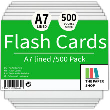 [500 Pack] Flash Cards Revision White 5x3 Lined Record Cards - Ideal for Study, Flash Cards Revision