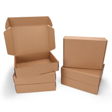 HORLIMER 6 Pack Shipping Boxes 305x229x77 mm (12x9x3 inch), Brown Corrugated Cardboard Boxes for Small Item Packaging, Secure Storage and Business