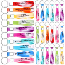 30 Pcs Thank You Keychain Bulk Employee Appreciation Gift Motivational Silicone Key Ring Inspirational Quote Keychains Staff Appreciation Gifts for