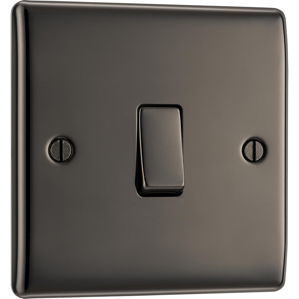 Bg Electrical Single Intermediate Wall Light Switch, Raised And Slim Profile, Round Edges, Nexus Metal, Black Nickel, 20A, 16Ax, Nbn13 5051226906480
