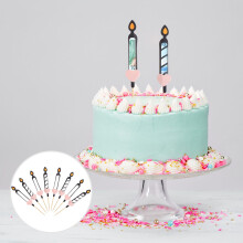 Conjunto de 8 enfeites de bolo em formato de vela