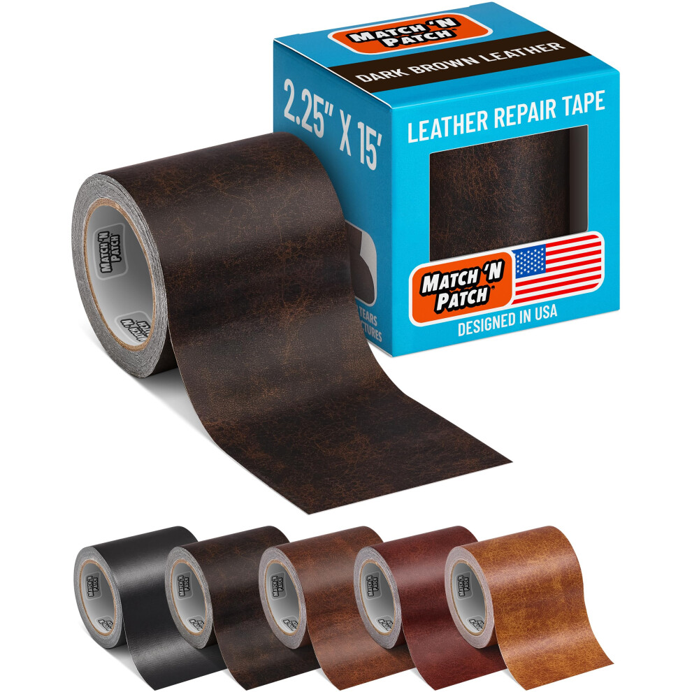 Match N' Patch Realistic Printed Leather Repair Tape - Leather Pattern For Vinyl & Synthetic Repairs, Conceal Rips, Scratches, And Tears 5051226897986
