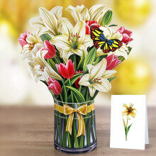 CUTPOPUP Lily Bouquet Cards - Birthday Cards for Women, 15.5x20.5cm Mothers Day Card Pop Up