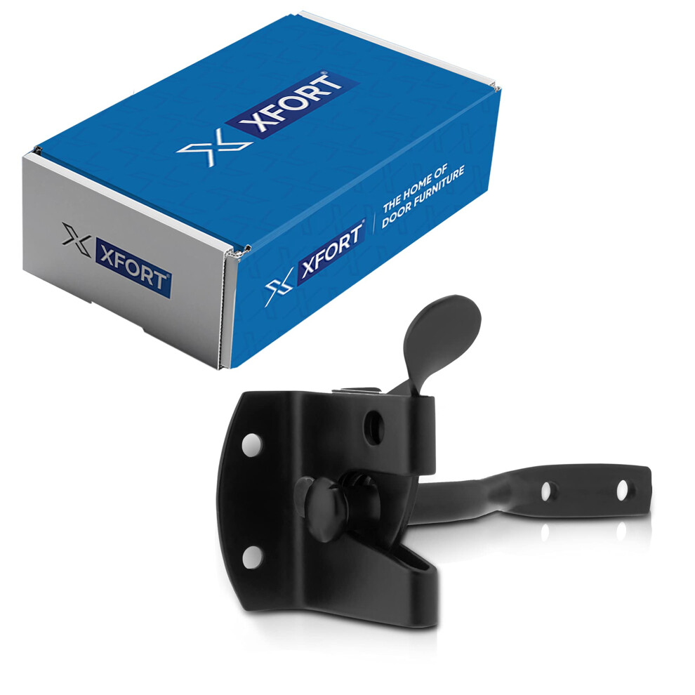 Xfort Black Auto Gate Latch, Garden Gate Latch, Door Catch, Gate Latches, Gate Latch, Door Latch, Gate Lock, Door Latches 5051226906244