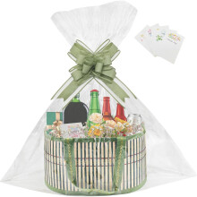 1Pcs Hamper Basket Gift Baskets Empty Woven Bamboo Gift Basket with 2 Bags,2 Pull Bows and Shredded Paper Hamper Baskets for Baby Shower