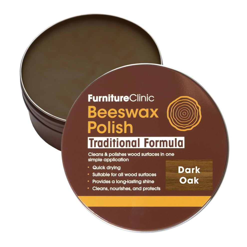 Furniture Clinic Dark Oak Coloured Beeswax Polish For Wood & Furniture - 200Ml Â Natural Finishing Wood Wax For All Types Of Furniture & Wooden Surf 5009130071985