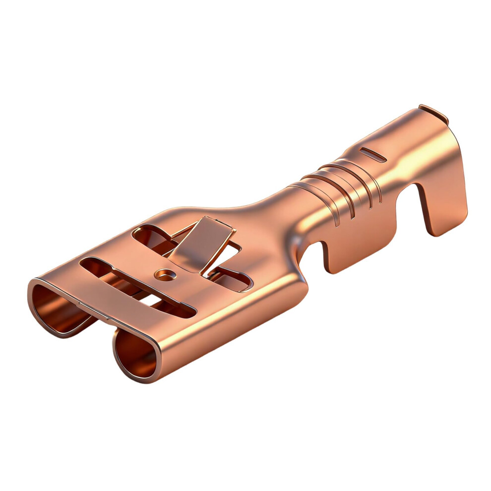 Heschen 100 Pcs Spade Crimp Terminals, 6.3Mm, Brass, Non-Insulated, For Cables 1-1.5 Mmâ² 5051226897733