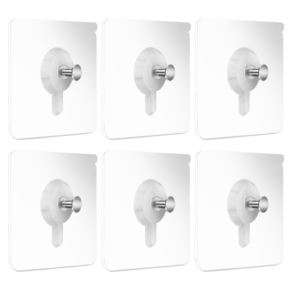 Diaonian 6Pcs Transparent Adhesive Hooks, Self-Adhesive Sticky Hooks, Heavy Duty 5009756085328