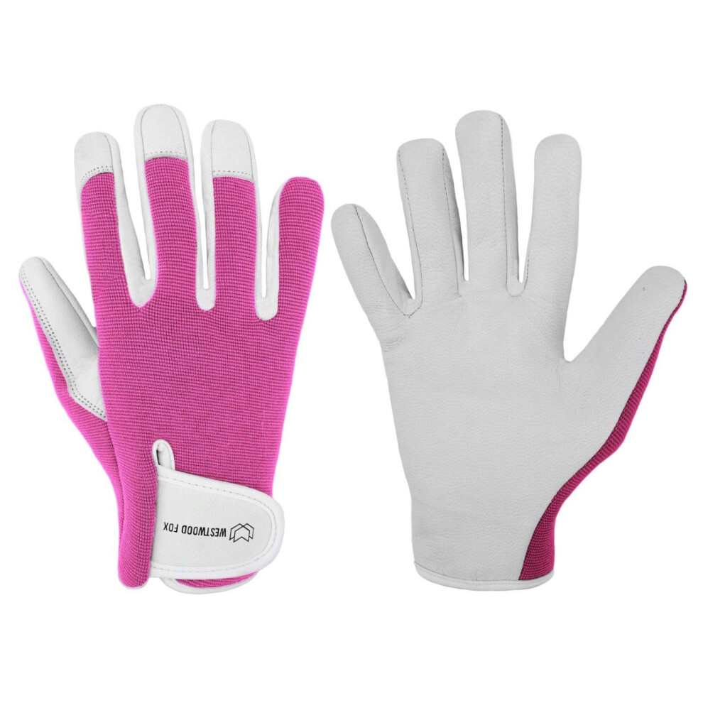 Westwood Fox Ladies/Mens Leather Gardening Gloves Thorn Proof Rigger Garden Work Gloves, Safety Working Gloves, Premium Quality (Pink, S) 5051226895517