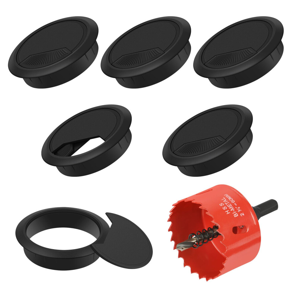 Flintronic 6Pcs Desk Grommet With Hole Saw, Ã60Mm(2.4 Inch) Desk Cable Grommets, Round Desk Cable Hole Cover, Computer Cord Cable Wire Grommet For Ho 5006459938715