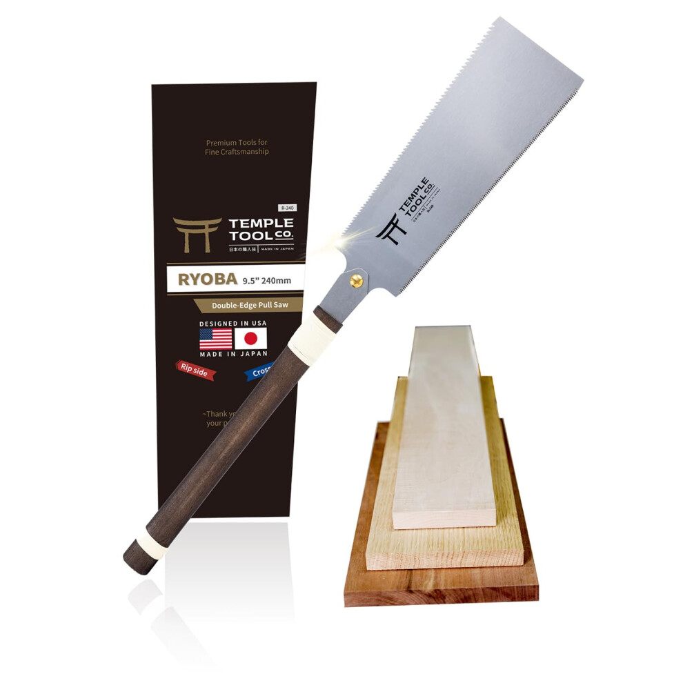 Temple Tool Co. Ryoba Japanese Hand Saw 9.5Mm Pull And Cross Section Wood Saw For Dovetail Cones Carpentry Cutting Boards Length And Width 5051226924958