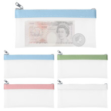 LTMMC 4 PCS Clear Money Pouch Coin Bags with Zips, Multi-Purpose Resalable Zip Lock Bags for School, Office and Travelling