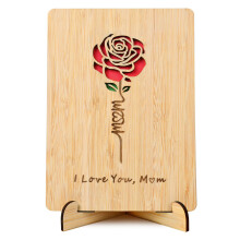 Mothers Day Card, Handmade Wooden Greeting Card for Mum Birthday Mothers Day Gifts, Sending Love and Appreciation for Mother from Daughter Son