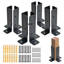 8 PCS Adjustable Deck Post Anchor Base Brackets Fit 1.5x1.5,2x2,2x4,4x4 Post, Wood Fence Pergola Post Base Brackets Kit for Decking, Fencing, Pergola