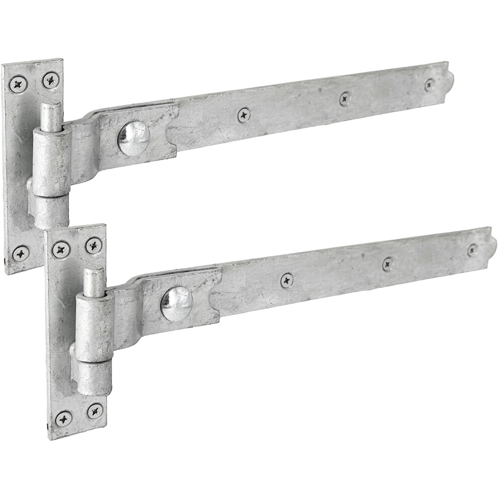 Irontite Cranked Gate Hinges, Heavy-Duty 400Mm (16") Hook And Band For Wooden Gates - Galvanized With Fixings Included"} 5051226947094