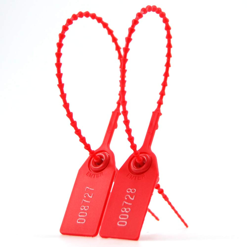 100 Plastic Tamper Seals, Zip Ties For Fire Extinguishers Pull Tite Security Tags Numbered Disposable Self-Locking Tab (Red) 5447785869326