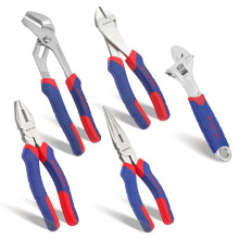 WORKPRO 5-Piece Pliers Set, Includes 250 mm Water Pump Plier, 200 mm Combination Plier, 200 mm Long Nose Pliers, 180 mm Diagonal Cutter