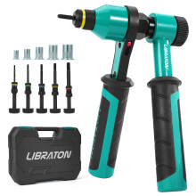 LIBRATON Rivet Nut Tool, Rivnut Tool, Professional Ratchet Nutsert Tool Kit, Nutsert Gun Kit with 5 Metric Mandrels, 5 Nut Heads, 50PCS Rivet Nuts