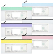 6 PCS Money Wallet for Cash, 20 * 10cm Money Bags with Slot Money Pouch Clear Cash Envelopes for Cash Check Receipt Organizer