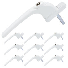 SHIELD HARDWARE uPVC Universal Window Handle Inline Locking Espag Double Glazing Pack of 10 White 15mm