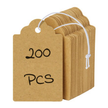 Uniclife 200 Pcs Kraft Price Tags with Elastic String Attached Writable Brown Kraft Paper Tag Hang Tags for Pricing Clothing Jewelry Price Display