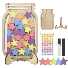 JIANTA Reward Jar for Children, Magnetic Reward Jar for Good Behaviour, Wooden Reward Chart with Tokens, Incentive Jar for Students (30 Stars + Stick