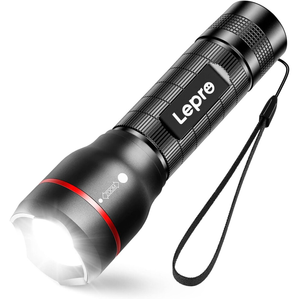 Lepro Led Torch - Super Bright, 5 Modes, Zoomable & Water Resistant - Small, Aaa Battery Powered (Not Included) Flashlight For Camping, Power Cuts, D 5030802310835